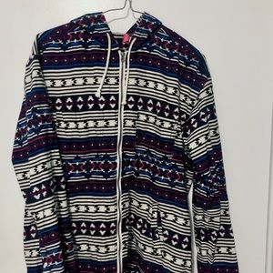 Aztec Print Zipped Hoodie
